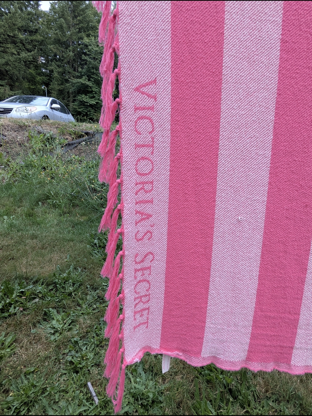 Victoria's Secret Pink Stripe Beach Towel Throw 58x40 Cotton